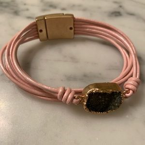 Blush pink bracelet with druzy stone